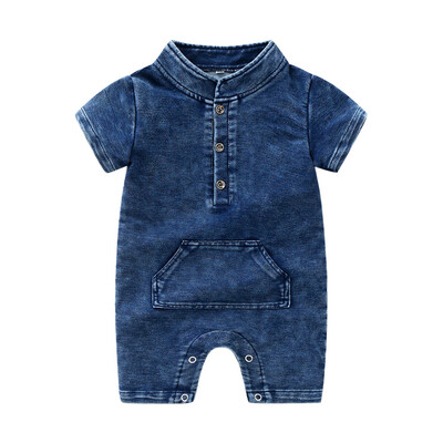

Newborn Infant Baby Girls Boys Summer Denim Solid Romper Jumpsuit Outfits