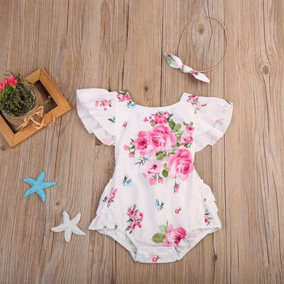 

Floral Newborn Baby Girls Romper Bodysuit Jumpsuit Outfits Summer Clothes Hairband