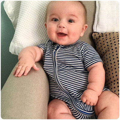 

Toddler Newborn Baby Boys Girls Stripe Zipper Romper Jumpsuit Outfit Clothes