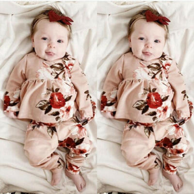 

US 2PCS Toddler Baby Girls Autumn Clothes Floral Tutu Dress Pants Cotton Outfits