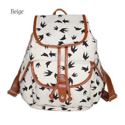 

Women Canvas Backpack Fashion Swallow Printing School Cute Laptop Bag