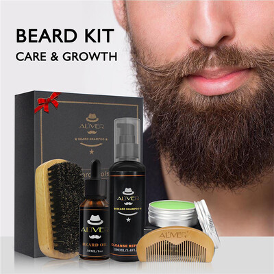 

〖Follure〗Premium Beard Hair Growth Products Kit Set With Oil Balm Brush And Comb For Men