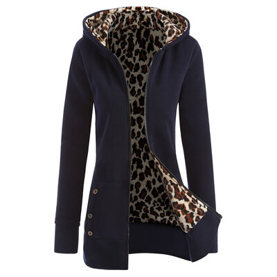 

Zipper Fly Thicken Leopard Pattern Hoodie