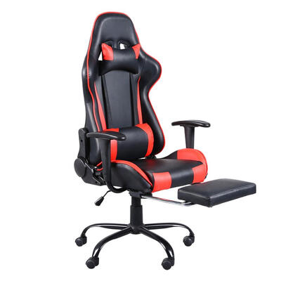 

Office Chair with Footrest Tier High Back Swivel Chair Racing Gaming Chair Black & Red