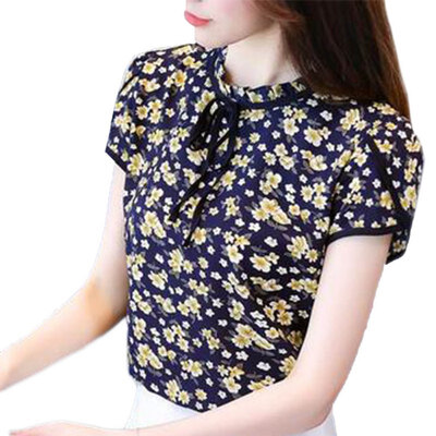 

Women Chiffon Print Blusas Floral Shirt Elegant Blouses Tops For Womens