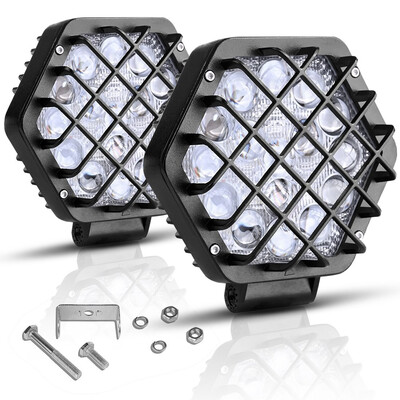 

96W 5inch LED Pods Work Light Bars Offroad Backup Driving ATV Bike Truck Square