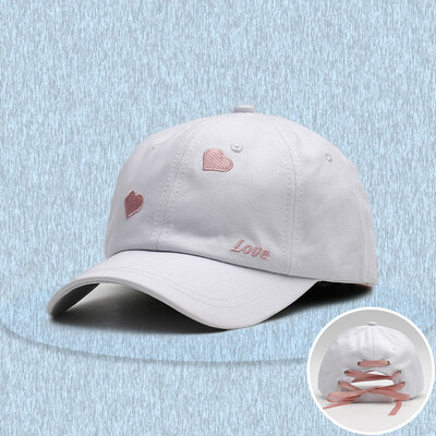 

Hat girl summer Department small fresh sweet lovely baseball cap Korean bow love embroidery sun visor cap