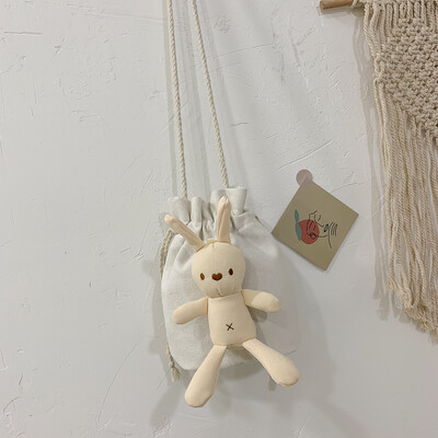 

2019 new cute cute cartoon simple versatile canvas bag casual fashion bunny girl shoulder bucket bag