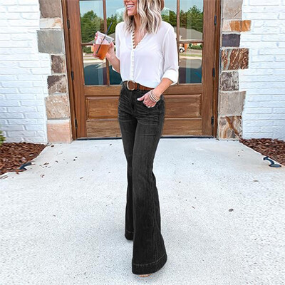 

〖Follure〗Women Hight Waisted Wide Leg Denim Jeans Stretch Slim Pants Length Jeans