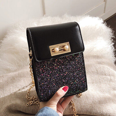 

Small bag female 2019 new fashion sequins chain shoulder mobile phone bag ins super fire wild Messenger small square bag