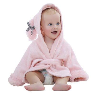 

Girls Cute Animal Bathrobe Hooded Baby Long Sleeve Bath Towel with Belt