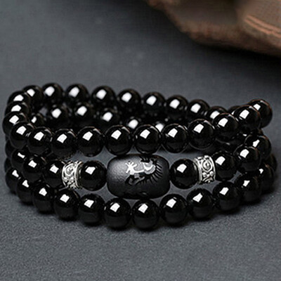 

8Mm Obsidian Stone Beads Bracelet Anti Fatigue Bracelet For Women And Men Weight Loss Bracelet Jewelry