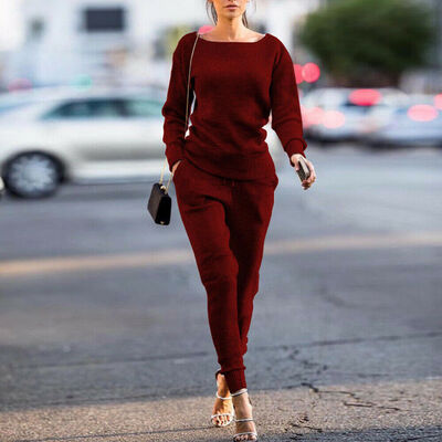 

Womens 2Pcs Tracksuit Hoodie Sweatshirt Tops Pants Jogging Gym Sports Wear Casual Sweat Suit