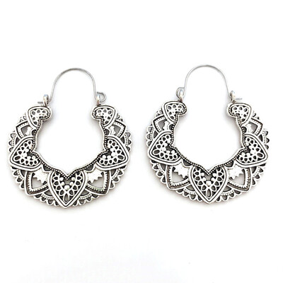 

Women Gypsy Tribal Hollow Out Mandala Flower Hoop Dangle Earrings Jewelry Gift