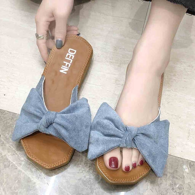 

Rose Fashion Women Summer Butterfly-Knot slipper Flat With Beach Slippers Slides
