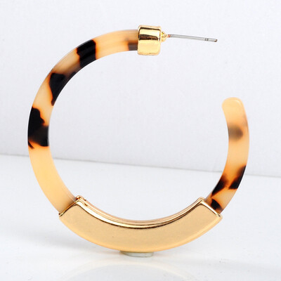 

NeillieN C-shaped acetic acid plate earrings womens fashion double-sided alloy sheet acrylic EarringsRound Earrings