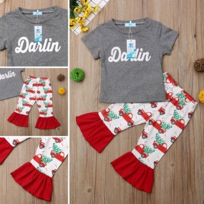

Cute Christmas Baby Girl T-shirt Tops T-shirt Pants Leggings Outfits Set Clothes