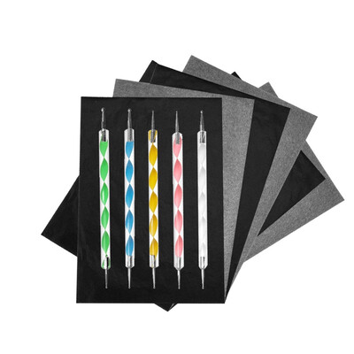 

Toponeto 200 Carbon Black Transfer Tracing Drawings And 5 Ball Embossing Pens