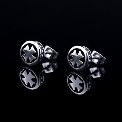 

Mens earrings tide mens popular titanium steel cross round earrings domineering jewelry