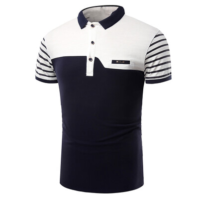 

Toponeto Mens Stripe Casual Fit Shirts Short Sleeve Stand Collar Shirt Tops Blouse