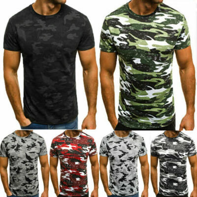 

Fashion Mens Camouflage Slim Fit Crew Neck Short Sleeve Casual T-shirt Top Tee