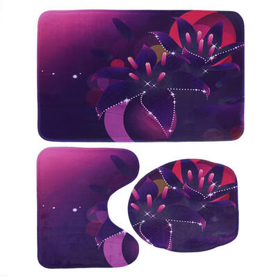 

Greensen 3pcsset Flowers Printing Anti-skid Toilet Lid Bathroom Decoration Water Absorbent Mat Set