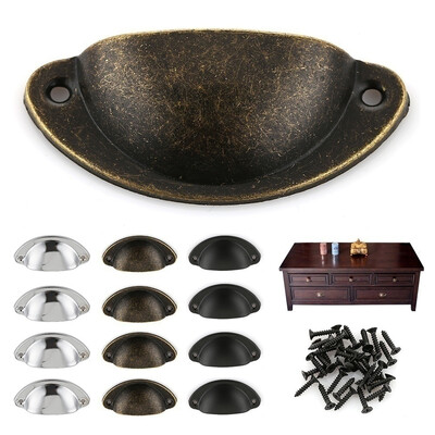 

6pcs12pcs Cupboard Cabinet Cup Drawer Furniture Antique Shell Pull Handle Screws