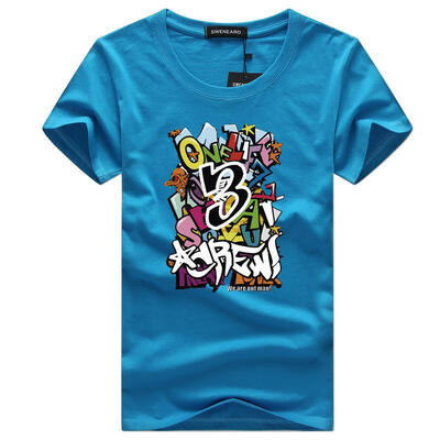 

Mens Cotton T-shirt Letters Printed Casual Fashion T-shirt Mens Outdoor Fun Fitness T-shirt Street Hip-hop Clothing