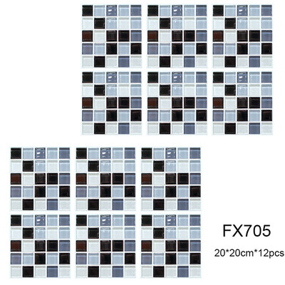 

〖Follure〗12PCS 3D Self-adhesive Wall Stickers Simulation European Geometric Tile Stickers