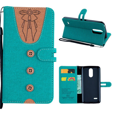 

MOONCASE LG K8 2017 stitching embossed womens leather case - green