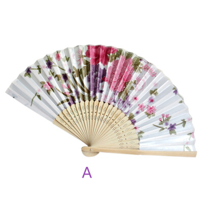 

〖Follure〗Vintage Bamboo Folding Hand Held Flower Fan Chinese Dance Party Pocket Gifts