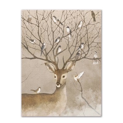 

Gobestart Modern Cartoon Elk Decoration Painting Living Room Entrance House Painting