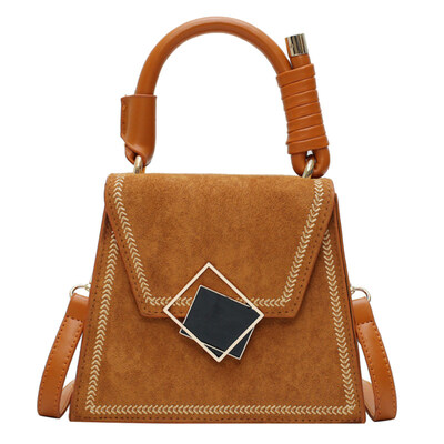 

Women Matte Square Shape Faux Leather Crossbody Shoulder Bag Handle Handbag