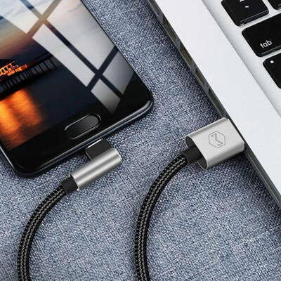

Universal 5A USB To Elbow Type-C Fast Charging Braided Cable Line For Mobile Phones-1m
