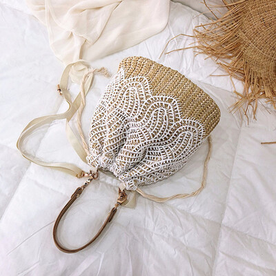 

Tailored Womens Fashion Lace Shoulder Bag Solid Color Handbag Woven Bag Beach Bag