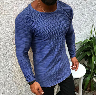 

Autumn Mens Long Sleeve T-shirt Tops Solid Casual Clothes Blouse Top