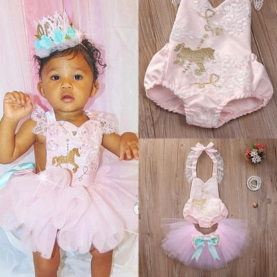 

2PCS Newborn Infant Baby Girls Sleeveless Tops Romper Tutu Skirt Outfits Set Clothes