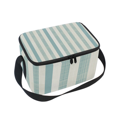 

ALAZA Lunch Box Insulated Lunch Bag Large Cooler Tote Bag Blue Stripes for Men Women Girls Boys