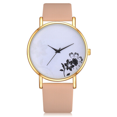 

Top Sale Womens Watches Flower Dial Ladies Quartz Wristwatch Fallow Leather Strap Clock Fashion Dress Zegarek Damski