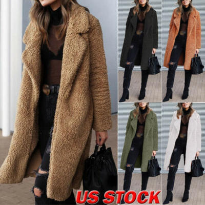 

Women Faux Fur Parka Tops Loose Overcoat Winter Thick Coat Long Jacket Plus Size