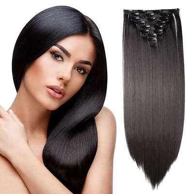 

8 PcsSet Fashion Long Curly Wavy Straight Clip In Hair Extension Sexy Heat Resistant Party Hair Natural Synthetic Hair For Women
