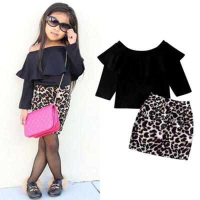 

Fashion Kids Baby Girls Leopard print Clothes TopsSheath Dress Skirt Outfits US