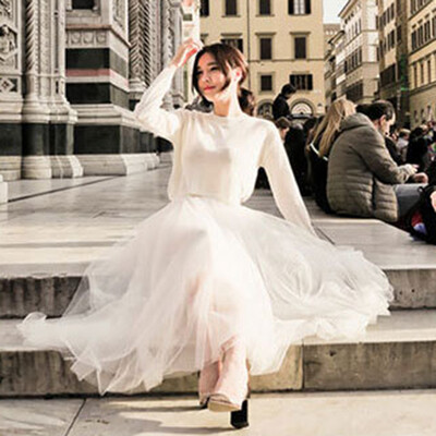 

New Women High Waist Long Tutu Tulle Skirts Princess Ballet Wedding Prom Dress