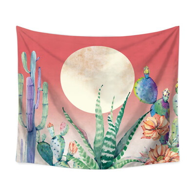 

Colorful Cactus And Moon Psychedelic tapiz Printed Polyester Fabric Wall Decor Hanging Tapestry Wall Gifts for Parents 59" x 51"
