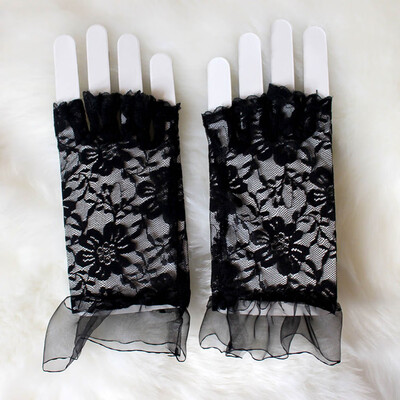

Summer Women Ladies Short Black Lace Fingerless Gloves Net Gothic Fancy Dress