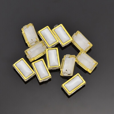 

Sew on Taiwan Acrylic Garment Accessories Rectangle OldLace 18x8x7mm Hole 1mm