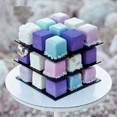 

Gobestart 3D Metal Cube Cake Mold Three-layer Rotation Mousse Cake Dessert Bake Mold Tool