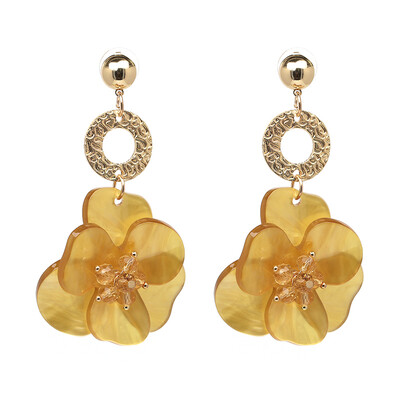 

2019 Cute Women Resin Flowers Statement Earrings Multi Color Fashion Wedding Jewelry Drop Dangle Earrings Wholesale J50054