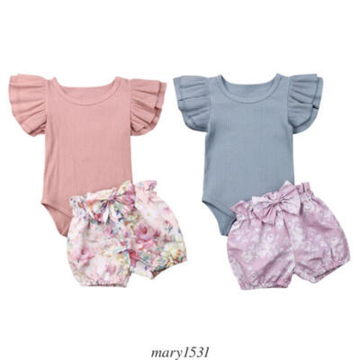 

Newborn Baby Girl Infant Summer Clothes Tops Romper Floral Shorts Outfits Set AU