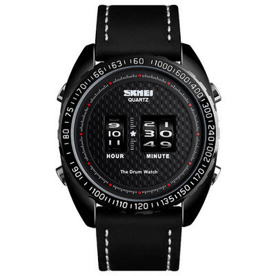 

SKMEI Creative Drum Watch Fashion Business Wristwatch With Leather Strap For Men